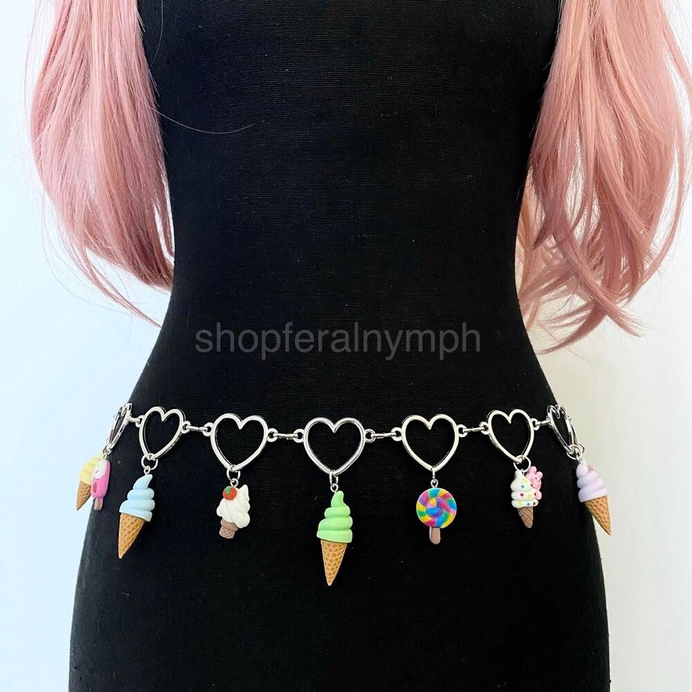 Dopamine Sweet Treats Ice Cream Handmade Chain Belt, Fits 26-45 Inches, X7GA1419